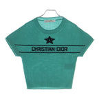 Dior Logo Signature Cashmere Short Sleeveknit Shaw Tosuri Bud Sweater Green
