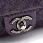 Chanel Maxi Quilted Caviar Leather Silver Chain Shoulder Bag Tote Purple — view 7