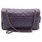 Chanel Maxi Quilted Caviar Leather Silver Chain Shoulder Bag Tote Purple — view 2