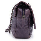 Chanel Maxi Quilted Caviar Leather Silver Chain Shoulder Bag Tote Purple — view 3
