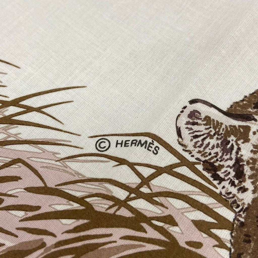 Hermes Scarf Carre 80 White Dark Brown Multi Guepards Cheetah — view 2