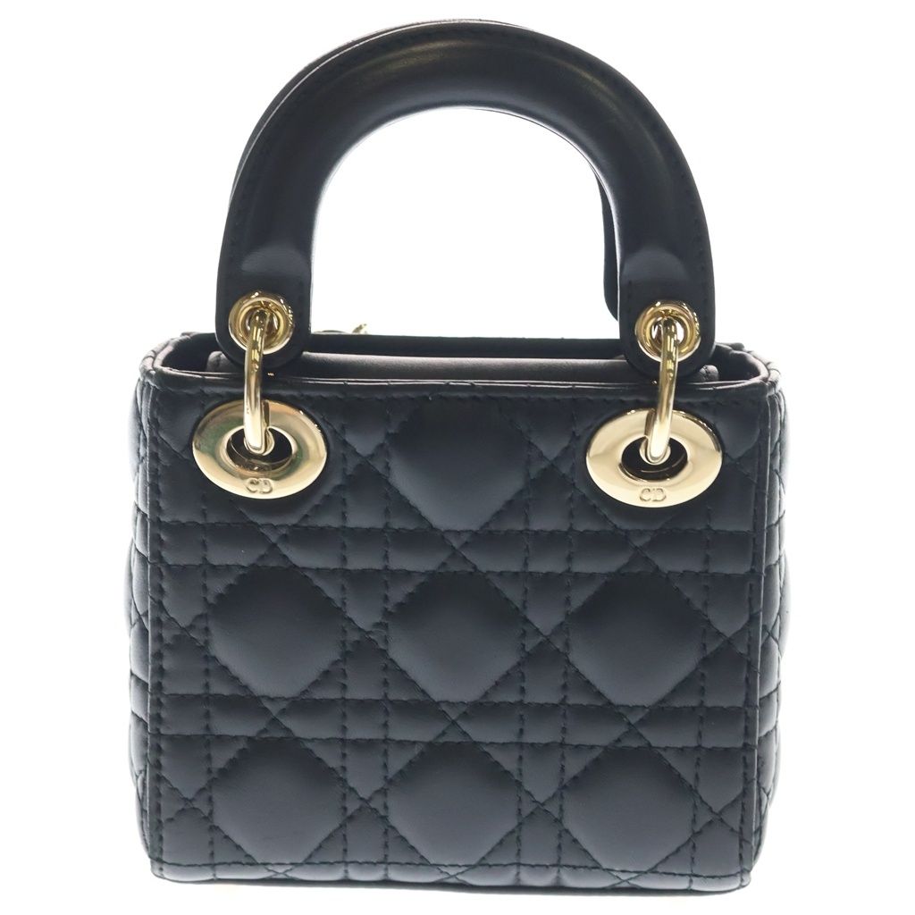 Dior Didi Cannage Micro Leather 2-Way Shoulder Bag Black Gold — view 2
