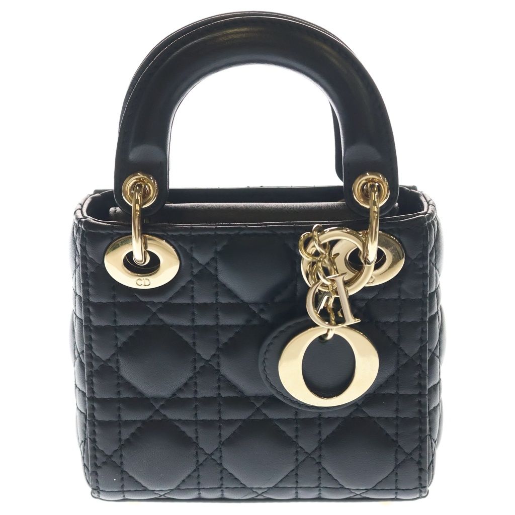 Dior Didi Cannage Micro Leather 2-Way Shoulder Bag Black Gold