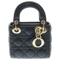 Dior Didi Cannage Micro Leather 2-Way Shoulder Bag Black Gold