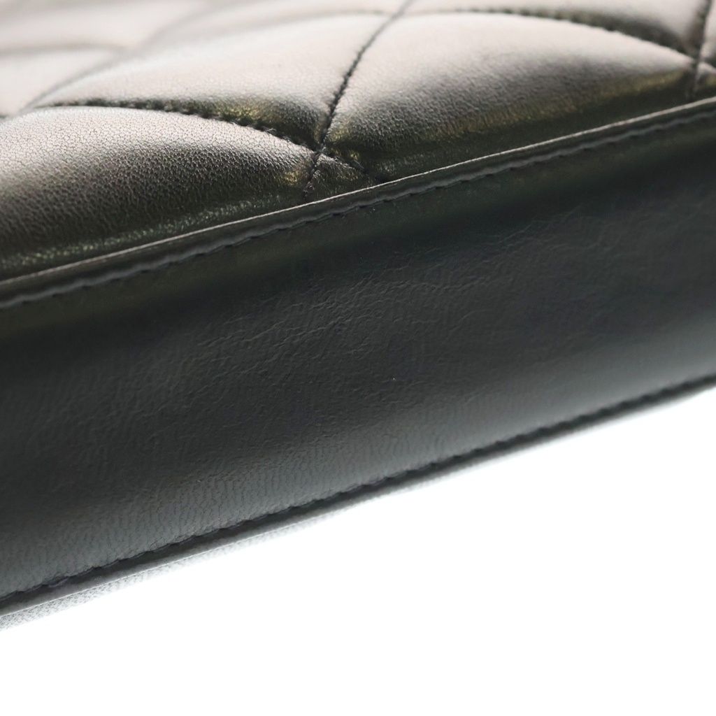 Chanel Quilted Big Coco Mark Briefcase Back Gold Lambskin Black — view 6