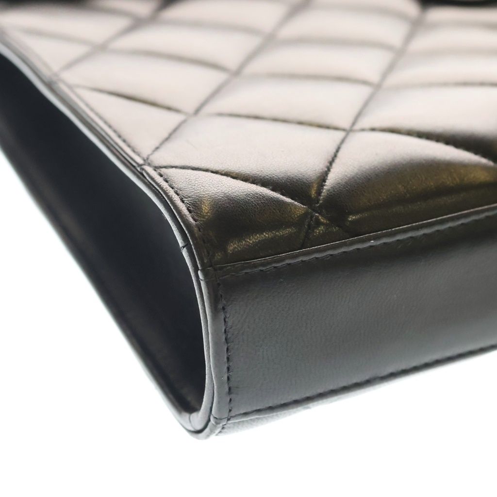 Chanel Quilted Big Coco Mark Briefcase Back Gold Lambskin Black — view 5