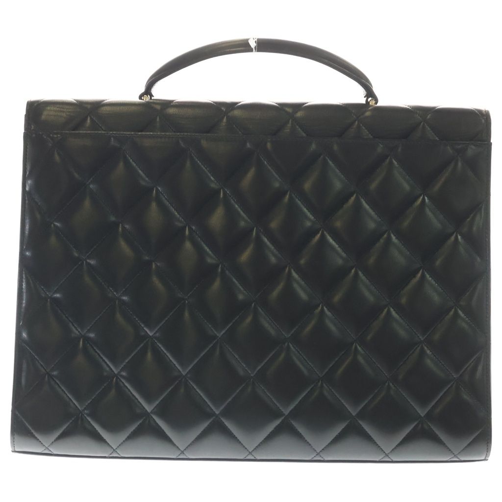 Chanel Quilted Big Coco Mark Briefcase Back Gold Lambskin Black — view 2