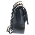 Chanel Quilted 25 Double Flap Chain Shoulder Bag Caviar Leather Silver Stand — view 3