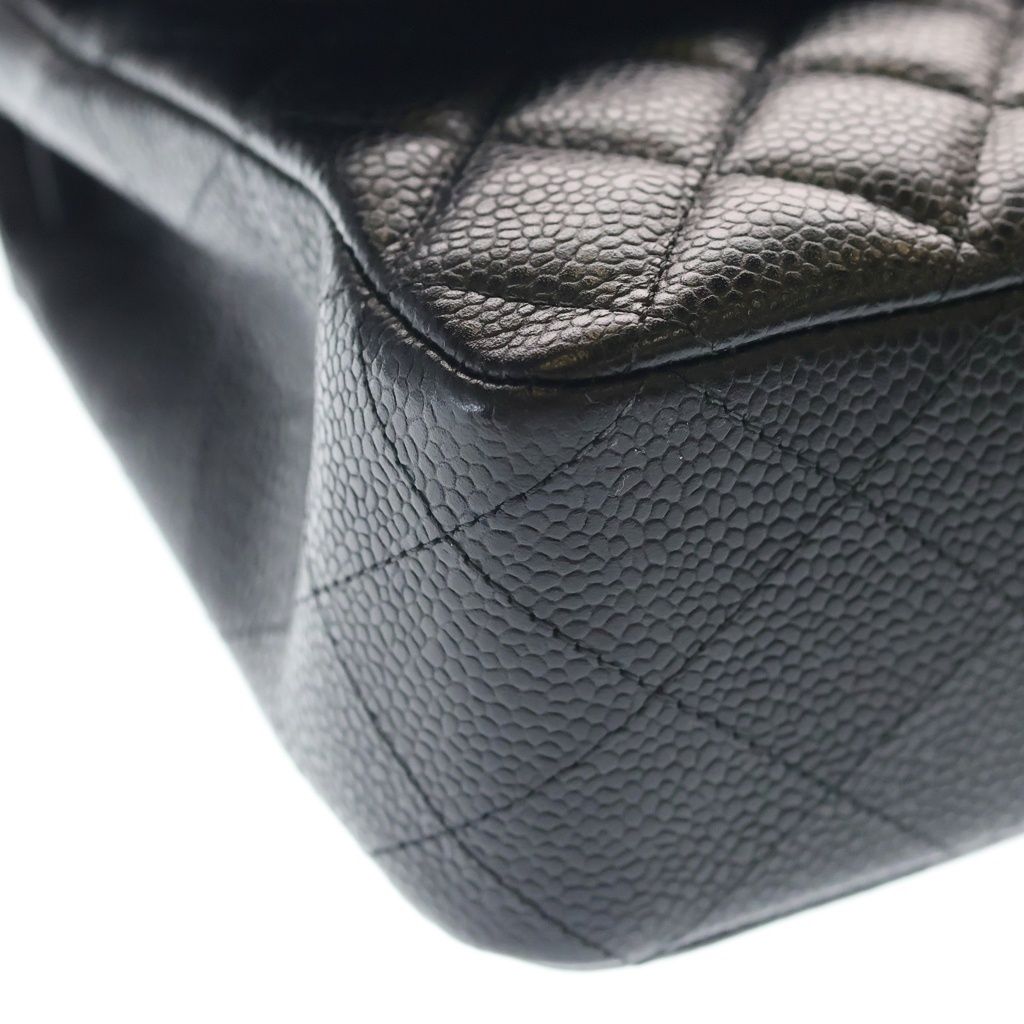 Chanel Quilted 25 Double Flap Chain Shoulder Bag Caviar Leather Silver Stand — view 5