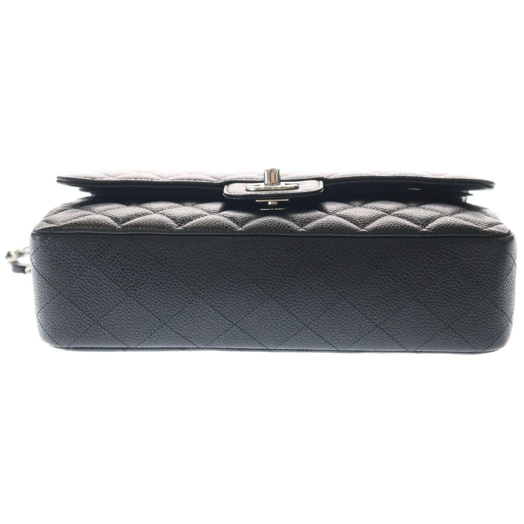 Chanel Quilted 25 Double Flap Chain Shoulder Bag Caviar Leather Silver Stand — view 4