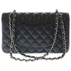 Chanel Quilted 25 Double Flap Chain Shoulder Bag Caviar Leather Silver Stand — view 2