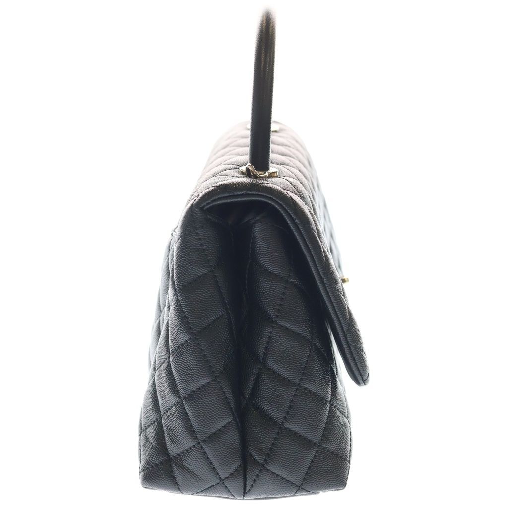 Chanel Herehandle 29 Shoulder Bag Caviar Leather Gold Black Stand — view 3