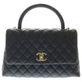Chanel Herehandle 29 Shoulder Bag Caviar Leather Gold Black Stand