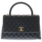 Chanel Herehandle 29 Shoulder Bag Caviar Leather Gold Black Stand