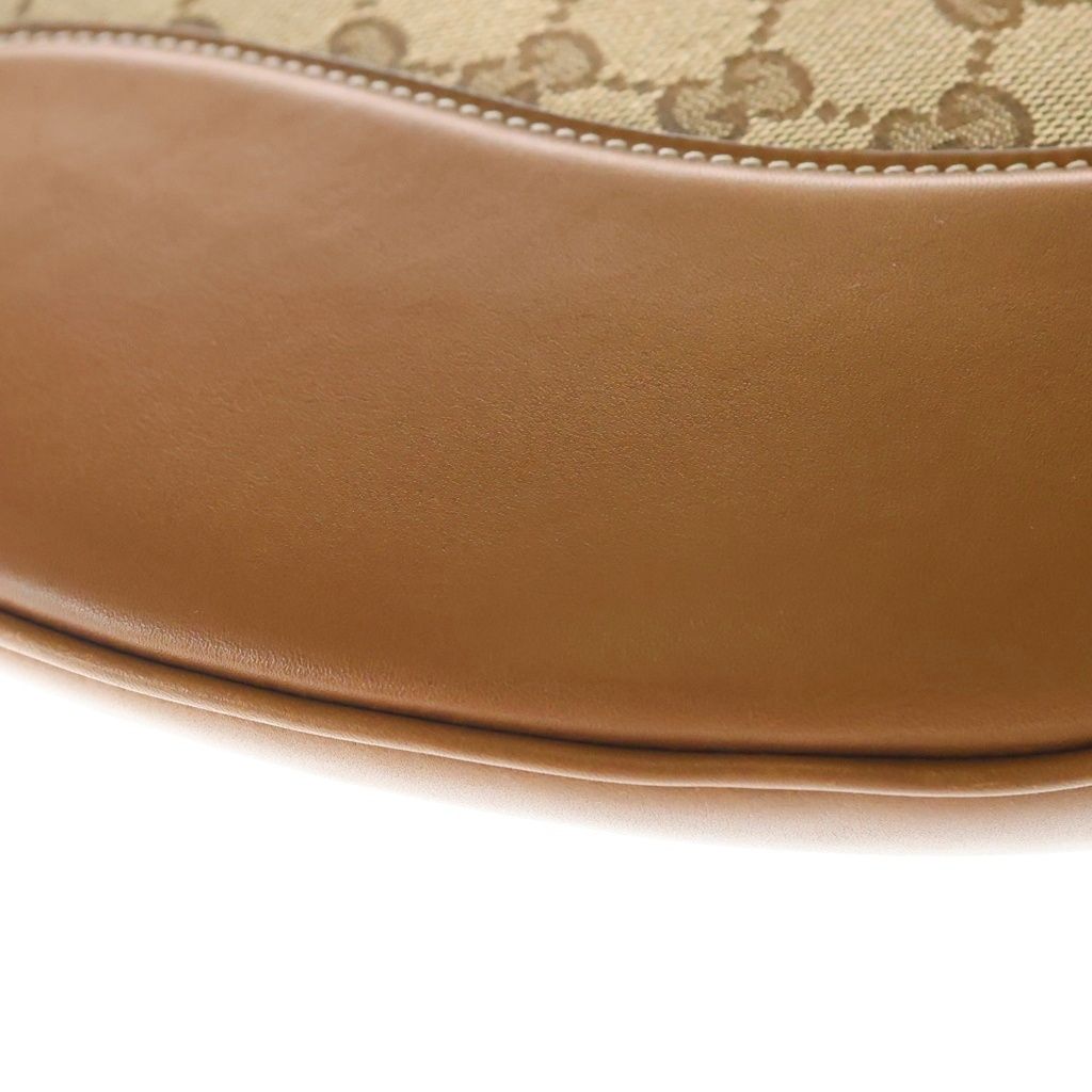 Gucci B Large Shoulder Bag B GG Canvas Leather Trim Brown — view 5