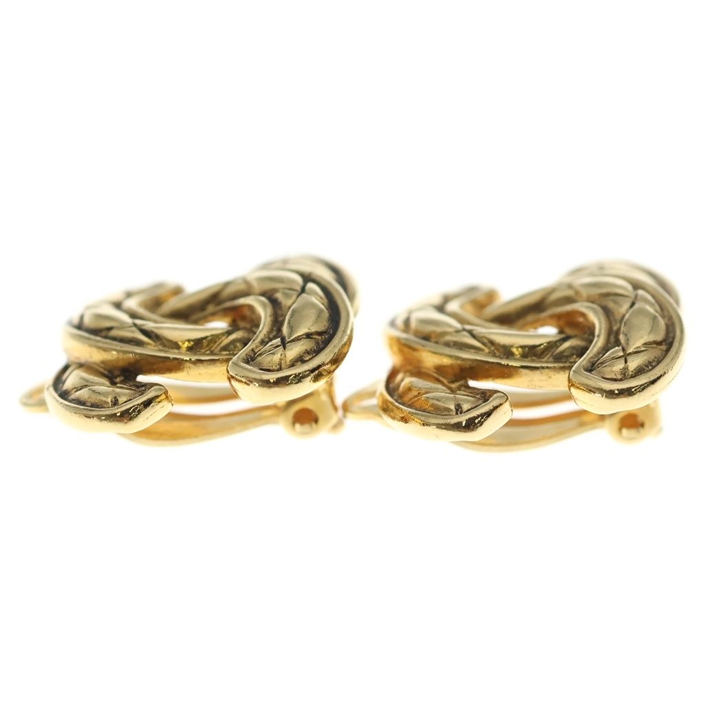 Chanel CC Logo Quilted Earrings for Both Ears Gold Plated — view 4