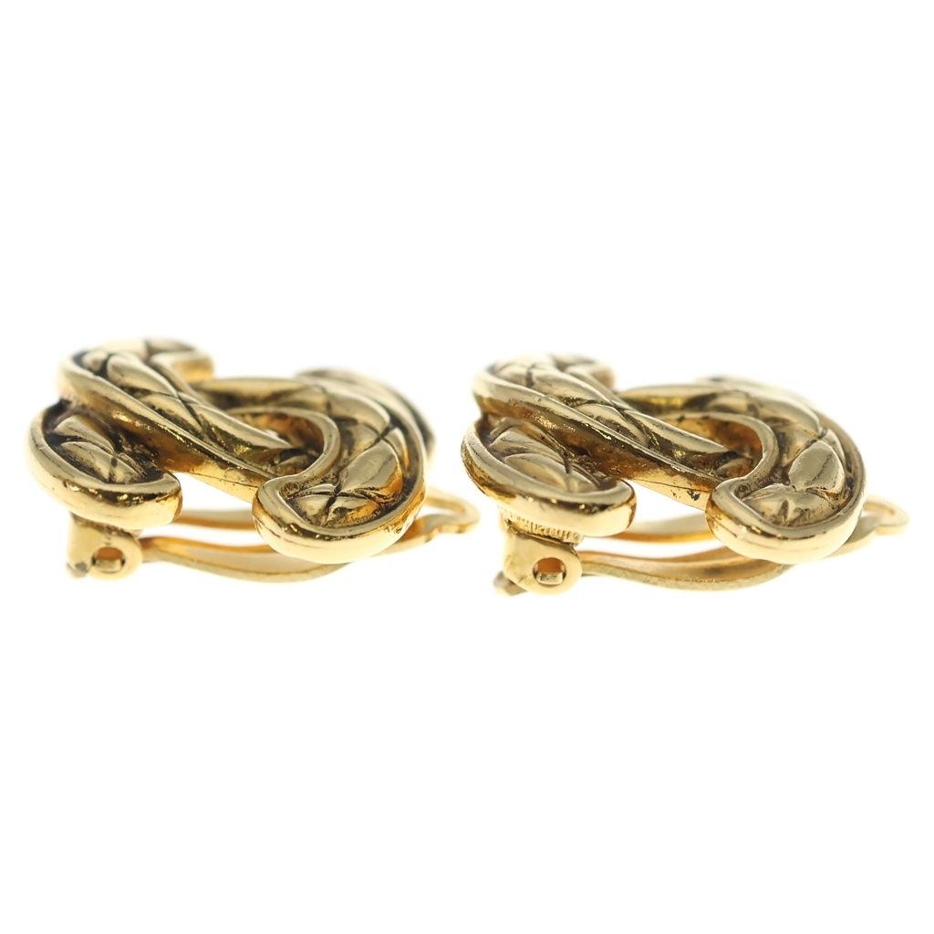 Chanel CC Logo Quilted Earrings for Both Ears Gold Plated — view 3