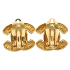 Chanel CC Logo Quilted Earrings for Both Ears Gold Plated — view 2