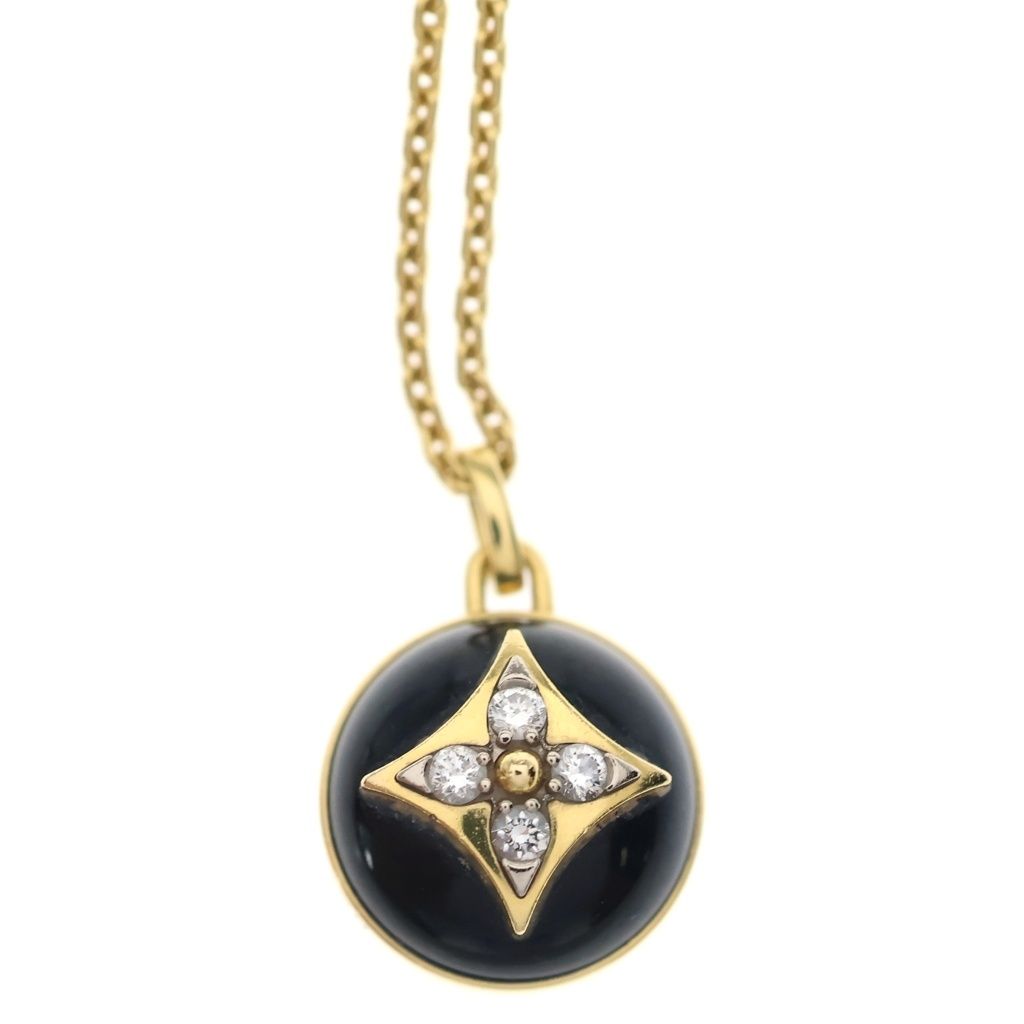 Louis Vuitton Pendentif PM Blossom Diamond Necklace 18k Yellow Gold Black — view 3