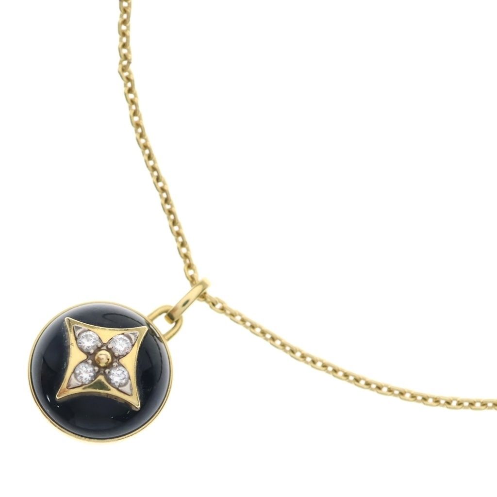 Louis Vuitton Pendentif PM Blossom Diamond Necklace 18k Yellow Gold Black