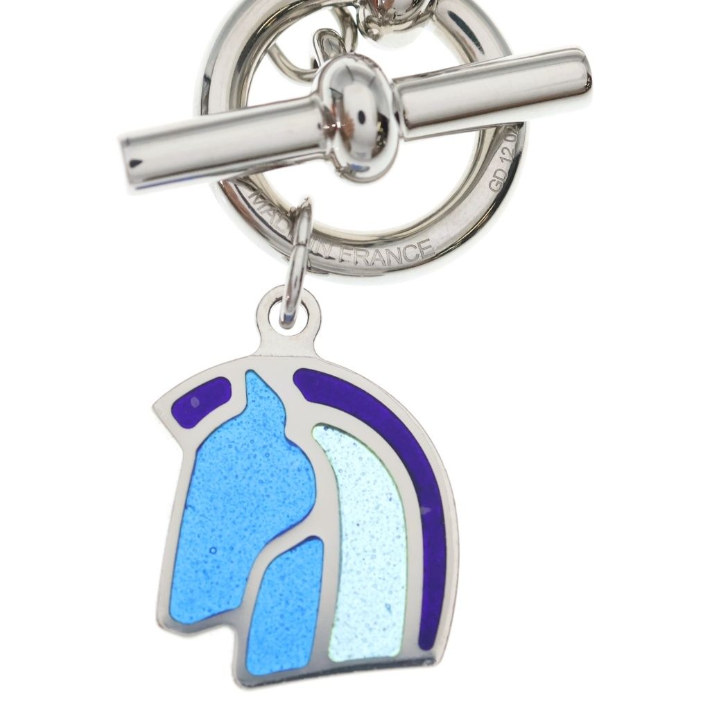 Hermes Cheval Necklace Silver Blue — view 3