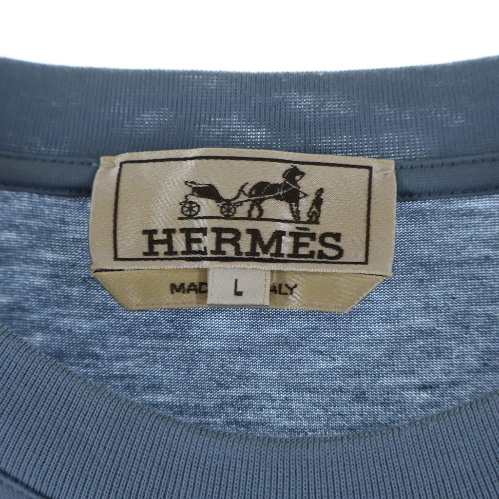 Hermes Short Sleeve Kuru Neck T-Shirt Blue — view 6