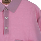 Hermes Embroidery Chest Pocket Short Sleeve Polo Shirt Pink — view 4