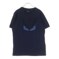 Fendi Montstar Eye Color Strike Short Sleeve Kuru Neck T-Shirt Navy