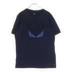 Fendi Montstar Eye Color Strike Short Sleeve Kuru Neck T-Shirt Navy