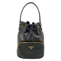 Prada Handbag Duet Black Drawstring Leather