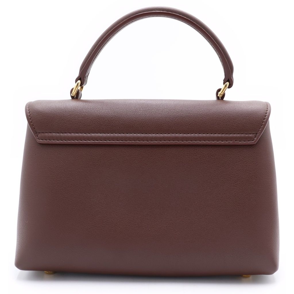 Celine Tee Triomphe 2-Way Shoulder Bag Brown Leather Gold — view 2