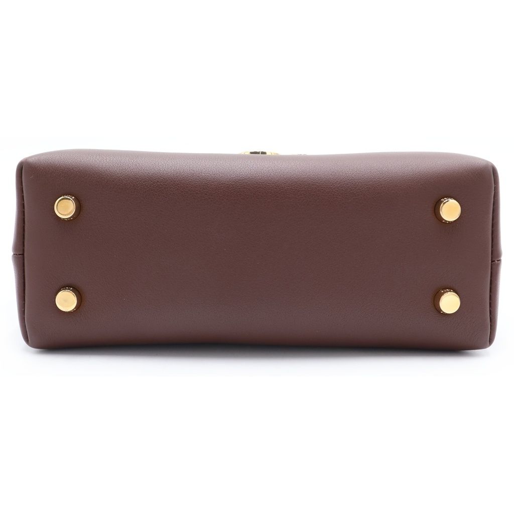Celine Tee Triomphe 2-Way Shoulder Bag Brown Leather Gold — view 4