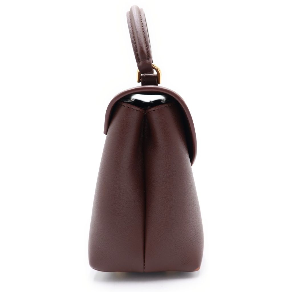 Celine Tee Triomphe 2-Way Shoulder Bag Brown Leather Gold — view 3