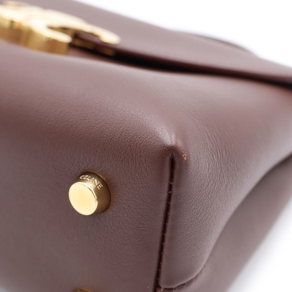 Celine Tee Triomphe 2-Way Shoulder Bag Brown Leather Gold — view 5