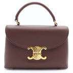 Celine Tee Triomphe 2-Way Shoulder Bag Brown Leather Gold