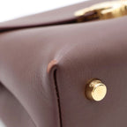 Celine Tee Triomphe 2-Way Shoulder Bag Brown Leather Gold — view 6