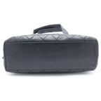 Chanel Quilted Lock Tote Black Caviar Leather Silver — view 4