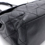Chanel Quilted Lock Tote Black Caviar Leather Silver — view 6