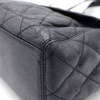 Chanel Quilted Lock Tote Black Caviar Leather Silver — view 5