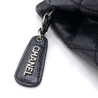 Chanel Quilted Lock Tote Black Caviar Leather Silver — view 7