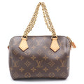 Louis Vuitton Monogram Speedy Chain 20 2-Way Boston Bag Brown Leather Gold