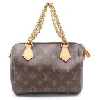 Louis Vuitton Monogram Speedy Chain 20 2-Way Boston Bag Brown Leather Gold