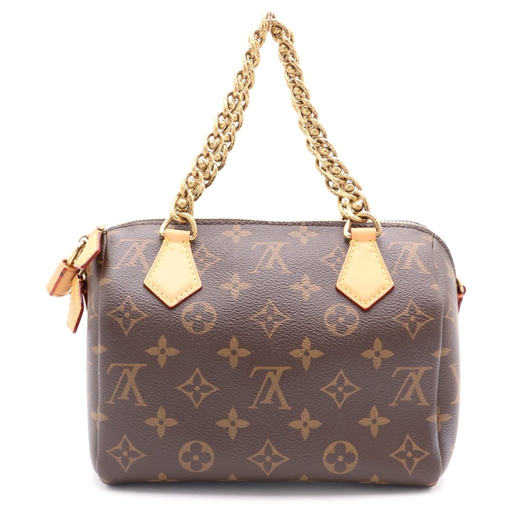 Louis Vuitton Monogram Speedy Chain 20 2-Way Boston Bag Brown Leather Gold — view 2