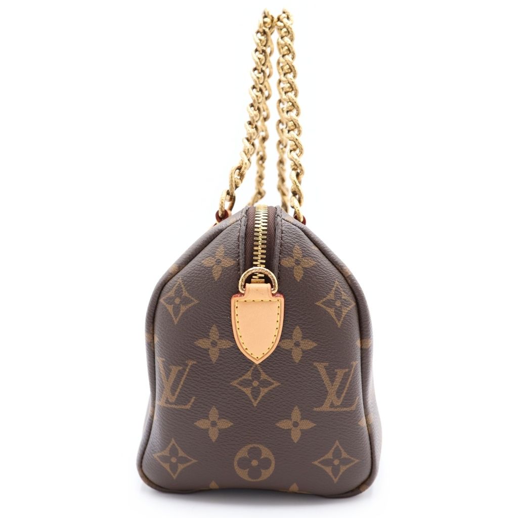 Louis Vuitton Monogram Speedy Chain 20 2-Way Boston Bag Brown Leather Gold — view 3
