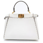 Fendi Peekaboo Selleria Mini 2-Way Shoulder Bag White Leather Gold — view 2