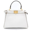 Fendi Peekaboo Selleria Mini 2-Way Shoulder Bag White Leather Gold