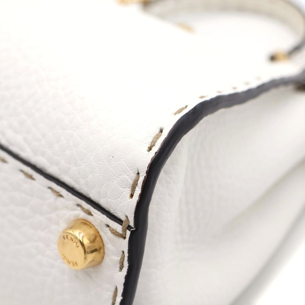 Fendi Peekaboo Selleria Mini 2-Way Shoulder Bag White Leather Gold — view 5