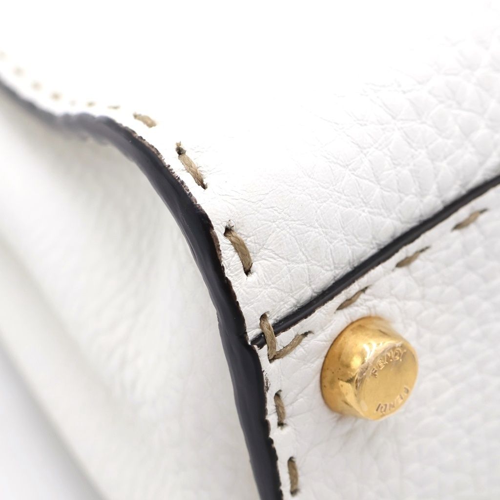 Fendi Peekaboo Selleria Mini 2-Way Shoulder Bag White Leather Gold — view 6