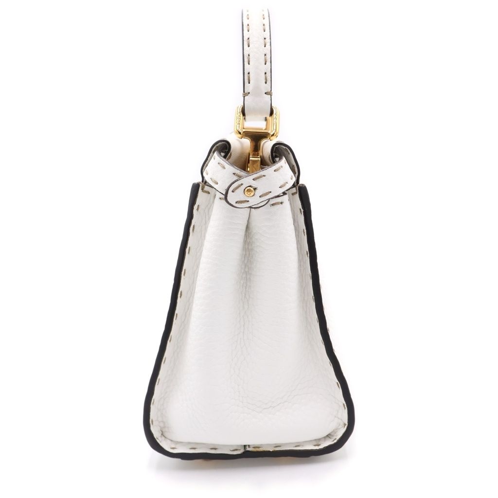 Fendi Peekaboo Selleria Mini 2-Way Shoulder Bag White Leather Gold — view 3