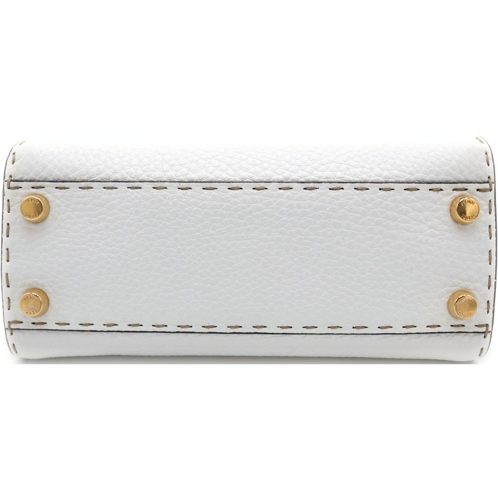 Fendi Peekaboo Selleria Mini 2-Way Shoulder Bag White Leather Gold — view 4